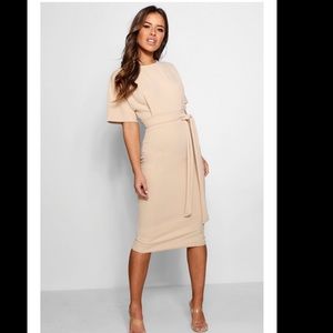 Midi nude bodycon dress